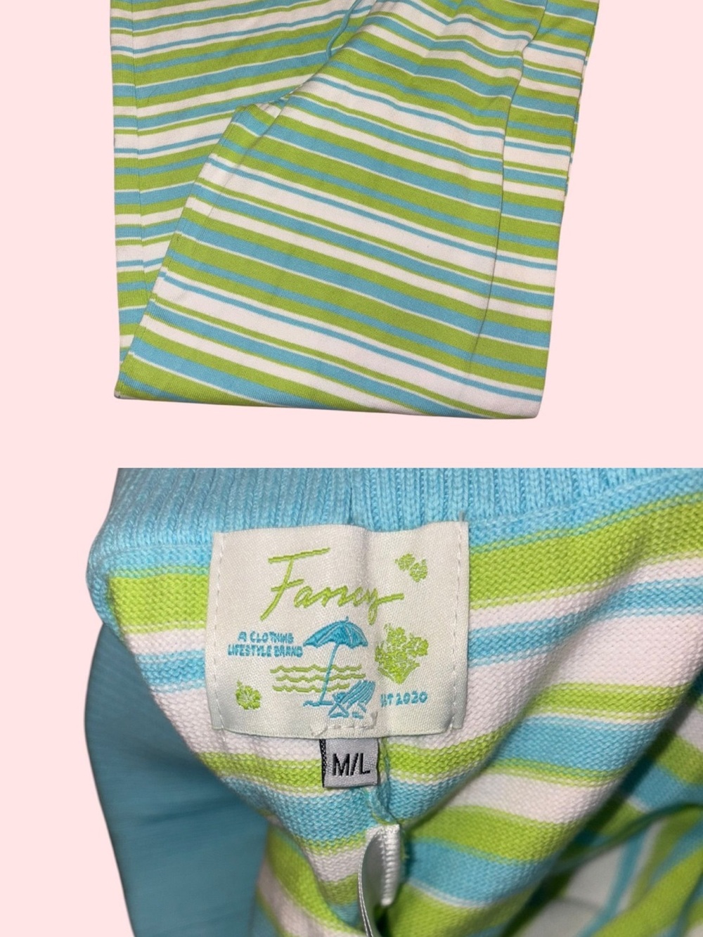 FANCY the brand Striped pants in Blue, Green & White - M/L